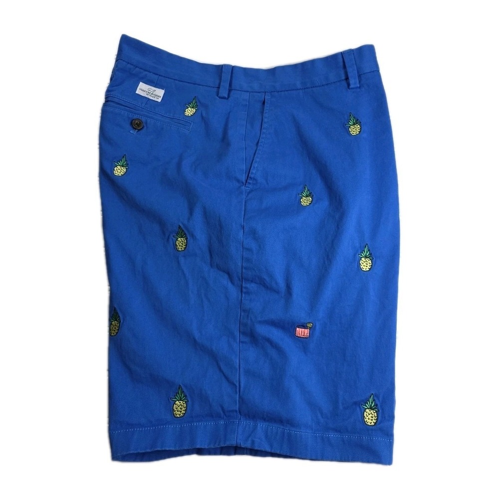 Vineyard Vines Mens PINEAPPLES Embroidered Allover Print Breaker‎ Shorts 40 BLUE